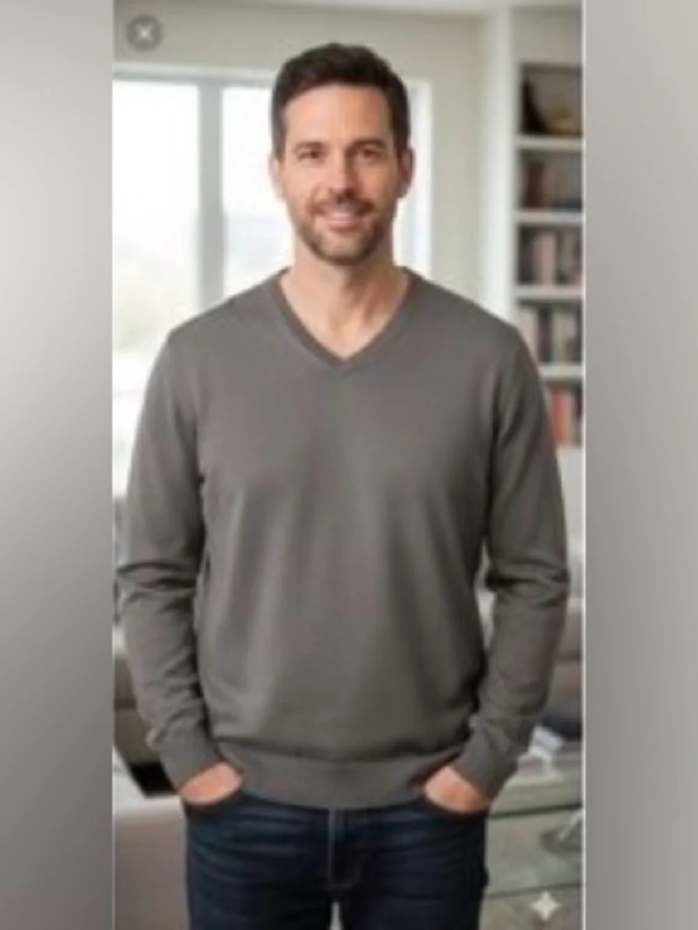 Banana Republic Men’s V-Neck Cotton-Silk-Cashmere Sweater in Dark Brown